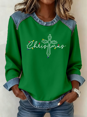 Women's Christmas Cross Print Casual Top