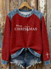 Women's Christmas Cross Print Casual Top
