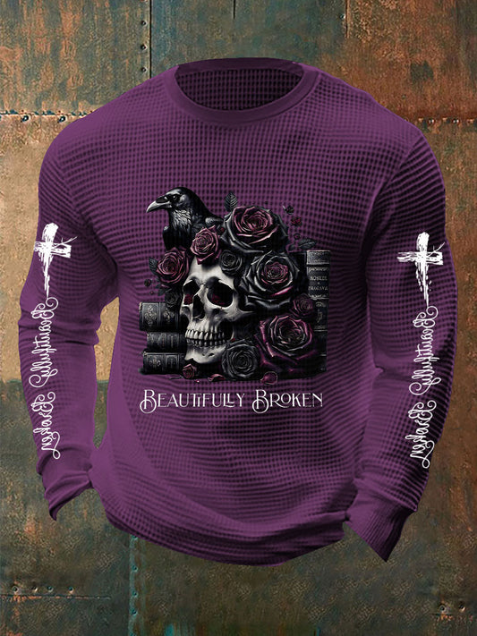 Men's Country Music Waffle Print Casual T-Shirt