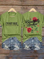 Women's I'm Not Ok But Its All Gonna Be Alright Printed Casual T-shirt