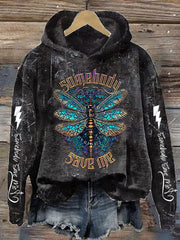 Women's Somebody Save Me Printed Casual Hoodie