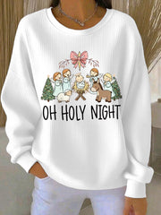 Women's Oh Holly Night Ribbed Round-Neck Sweatshirt