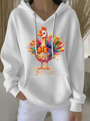 Women's Thanksgiving Print Casual Hoodie