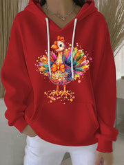 Women's Thanksgiving Print Casual Hoodie