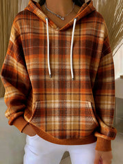 Women's Autumn Thanksgiving Plaid Hoodie