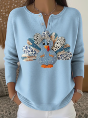 Women‘s Thanksgiving Animal Turkey Print long-sleeve cardigan
