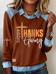 Women's Autumn Thanksgiving Printed Long Sleeve Top