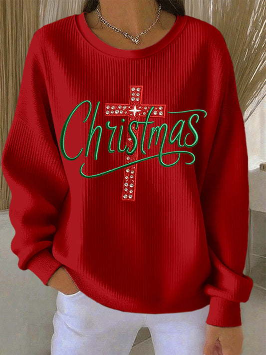 Women's Christmas Cross Print Casual Sweatshirt