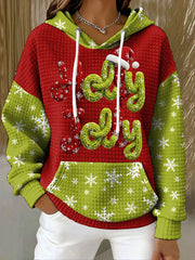 Women's Christmas Faux Yarn Printed Hoodie