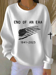 Women's End Of An Era Print Ribbed Round-Neck Sweatshirt
