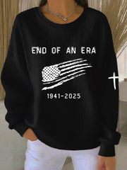 Women's End Of An Era Print Ribbed Round-Neck Sweatshirt