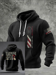 Men's Christian Yahweh Cross Checkered Cotton Hoodie