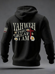 Men's Christian Yahweh Cross Checkered Cotton Hoodie