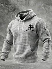 Men's Faith Over Fear Faith Cross Checkered Cotton Hoodie