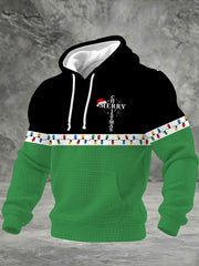 Men's Merry Christmas Checkered Cotton Hoodie
