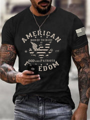 Men's American Freedom Born By The Blood Eagle Patriotic Casual Tee