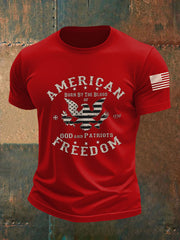 Men's American Freedom Born By The Blood Eagle Patriotic Casual Tee