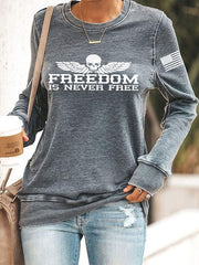 Women's Freedom Is Never Free USA Flag Print Sweatshirt