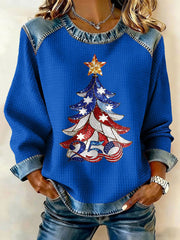 Women's Anniversary Christmas Tree Print Casual Top