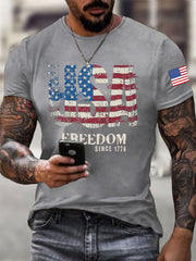 Men's Freedom Of America Flag Short Sleeve T-shirt