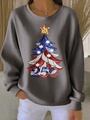 Women's Anniversary Christmas Tree Print Casual Top