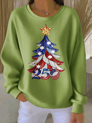 Women's Anniversary Christmas Tree Print Casual Top