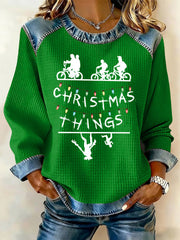 Women's Stranger Things Print Waffle Sweatshirt