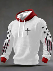 Men's Faith Cross Checkered Cotton Hoodie