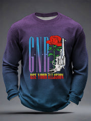 Men's Rock Print Waffle Long Sleeve T-Shirt