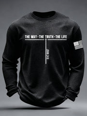 Men's Jesus The Way The Truth The Life Cross Waffle Long Sleeve T-Shirt