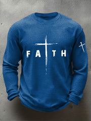 Men's Faith Waffle Print Casual T-Shirt