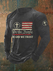 Men's In God We Trust Printed Long Sleeve T-Shirt