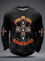 Men's Rock Print Waffle Long Sleeve T-Shirt