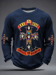 Men's Rock Print Waffle Long Sleeve T-Shirt