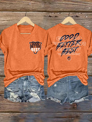 Women's Good Better Best Print Gift For Football Fans Gameday Casual V-Neck Tee