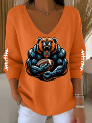 Women's Football Fans Lovers Gameday Casual Long-Sleeve Top