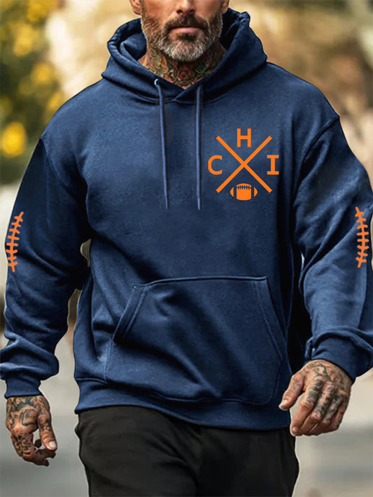 Men's Football Fans Lovers Gameday Casual Hooded Sweatshirt