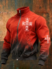 Men's Rock Print Zp-up Hoodie