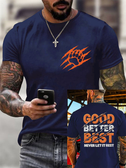 Men's Good Better Best Print Football Fans Gameday Casual Tee