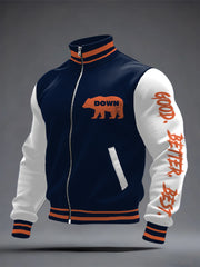 Men's Good Better Best Print Football Fans Gameday Casual Zipper Jacket