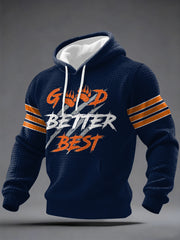 Men's Good Better Best Print Football Fans Gameday Casual Checkered Hoodie