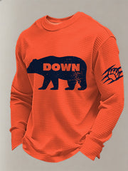 Men's Bear Down Football Fans Gameday Casual Waffle Long Sleeve T-Shirt