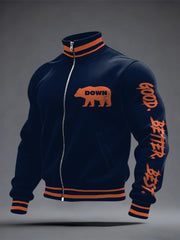 Men's Good Better Best Print Football Fans Gameday Casual Zipper Jacket