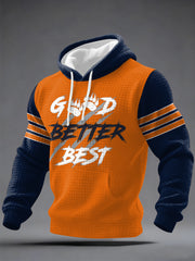 Men's Good Better Best Print Football Fans Gameday Casual Checkered Hoodie