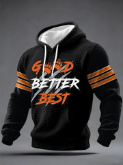 Men's Good Better Best Print Football Fans Gameday Casual Checkered Hoodie