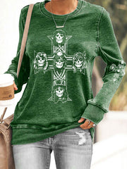 Women's Rock Print Polyester Waisted Sweatshirt