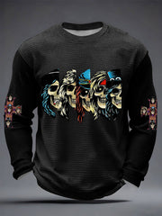 Men's Rock Print Waffle Long Sleeve T-Shirt