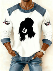 Men's Rock Print Printed Long Sleeve T-Shirt