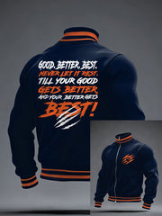 Men's Good Better Best Print Football Fans Gameday Casual Zipper Jacket