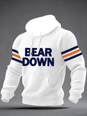 Men's Bear Down Football Fans Gameday Casual Checkered Hoodie